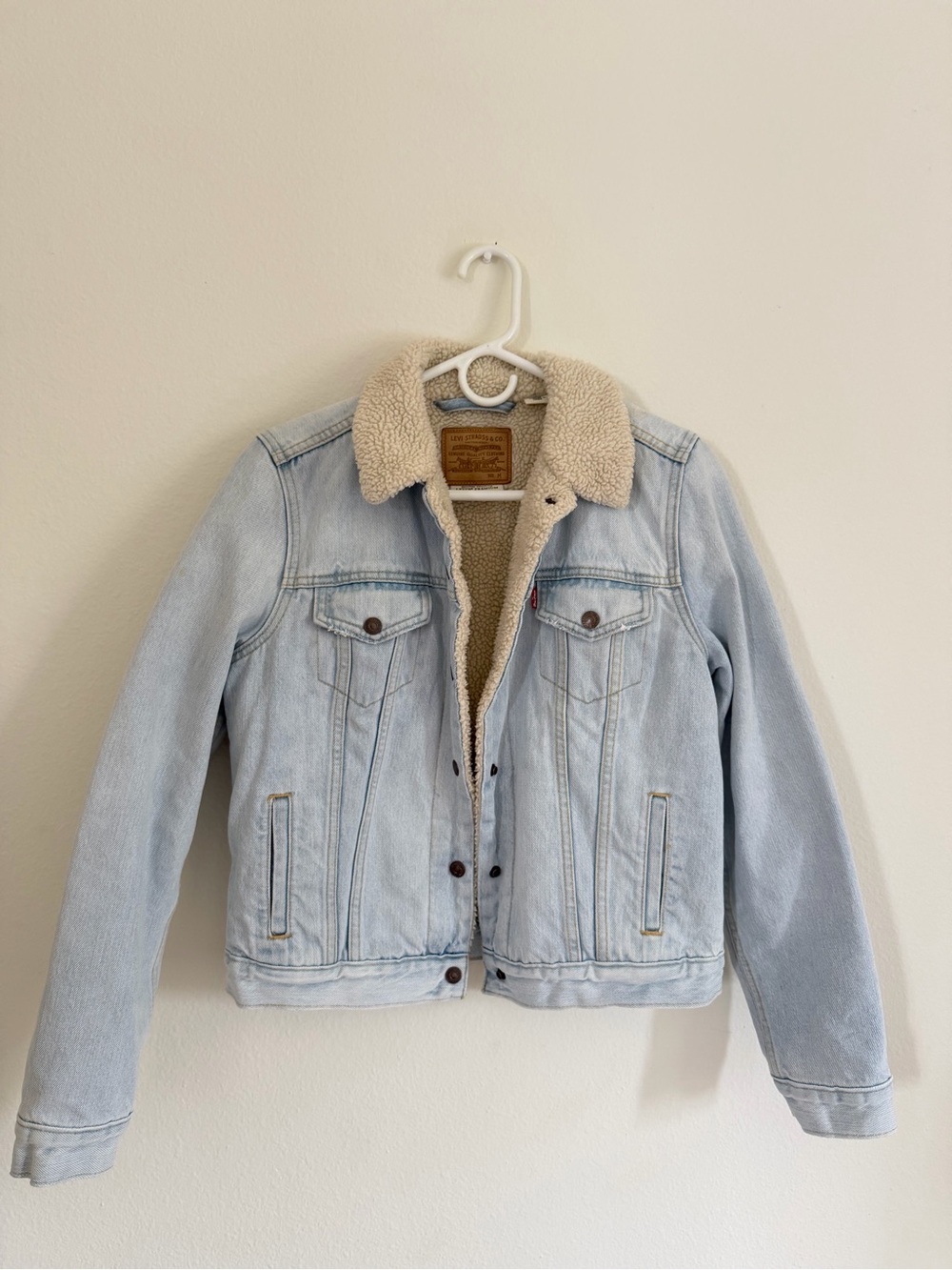Light Wash Sherpa-Lined Jean Jacket - Women's
